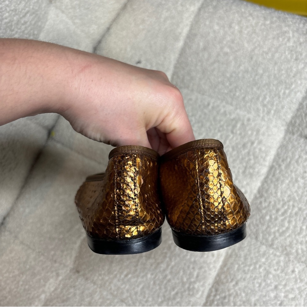 Pretty Ballerinas Ballet Flats – Gold Reptile Leather – Size 39 - Picture 5 of 8